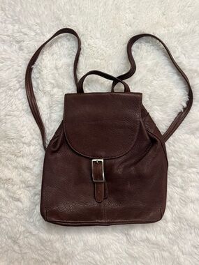 Tignanello Chocolate Brown Pebbled Leather Backpack